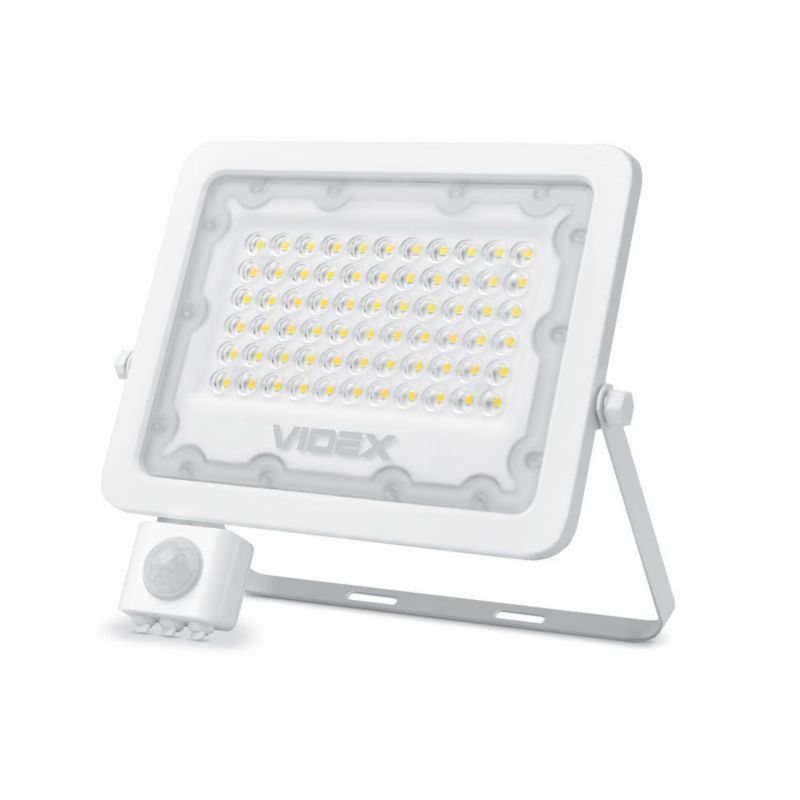 Naświetlacz LED z czujnikiem ruchu Videx biały LED 50W 5000K 4500lm IP65 wym: 21,5 x 22,3 x 5,4 cm - 1 szt.
