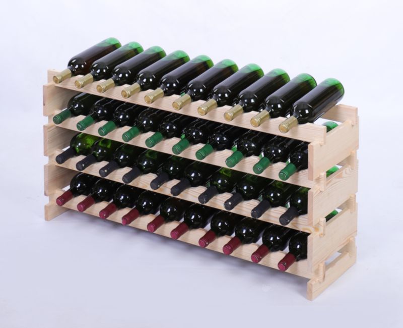 Stojak na wino MODO24 regał modułowy na butelki 4 leżnie x 10 butelek montaż bez narzędzi naturalne drewno 1 szt.