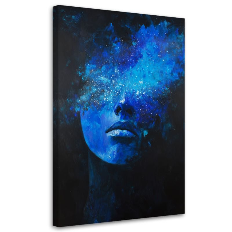 Obraz na płótnie Feeby Twarz Kobiety Niebieska Abstrakcja 70x100cm 1szt