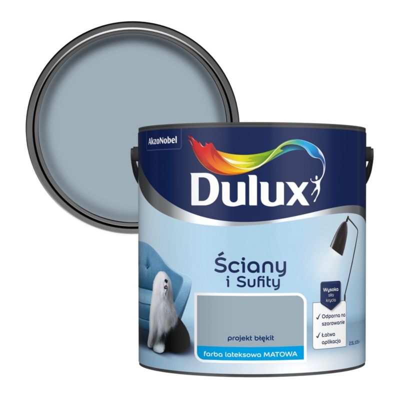 Farba plamoodporna Dulux Ściany i Sufity projekt błękit 2,5 l