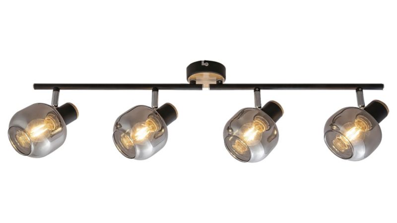 Lampa sufitowa wisząca Rabalux Salazar 4002 dąb-kolor dymny industrialna 4xE14 x 1 szt.