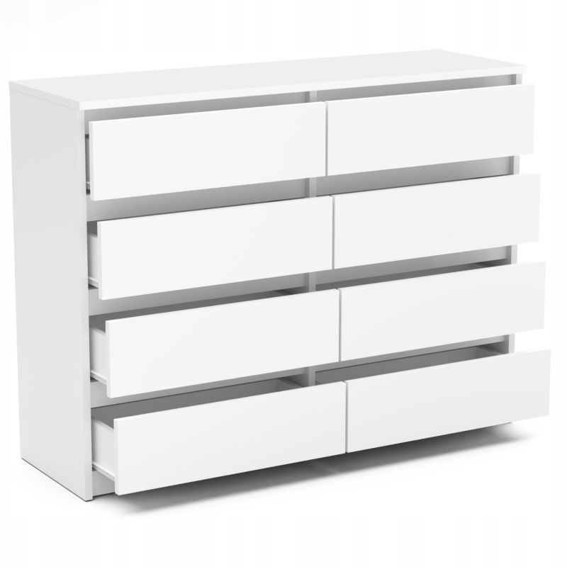 Duża Komoda Z 8 Szufladami Stiv-Meble Biały Mat Szafka 120X33,5X92,5 Cm 1Szt.