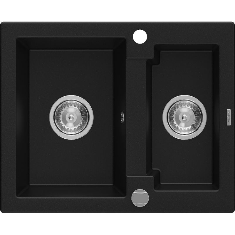 Zlewozmywak wpuszczany Mexen Carlos 1,5-komorowy czarny nakrapiany 582x475 mm - 6518581500-76 1 szt.