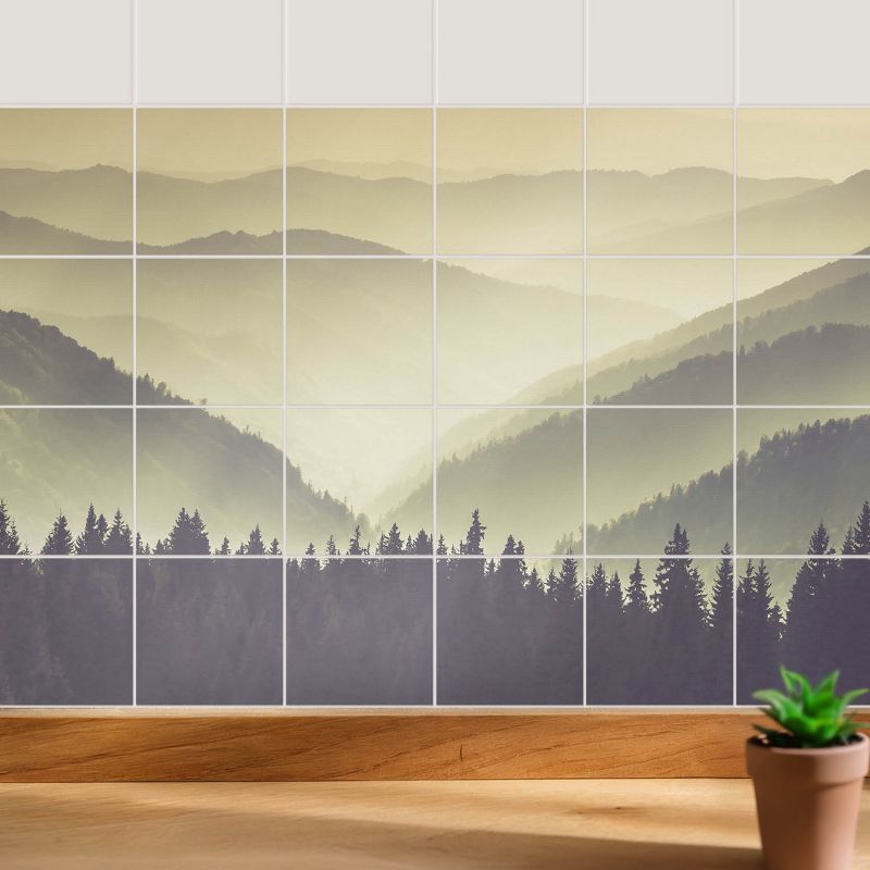 Naklejki na kafelki Wallfluent 20x20 cm Mistyczne górskie pejzaże samoprzylepna folia 24 szt.