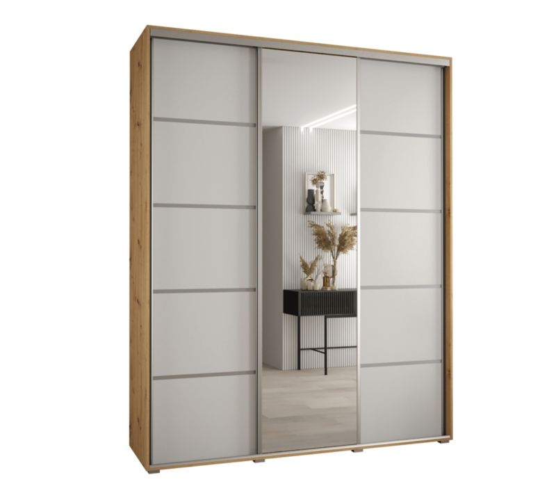 Szafa przesuwna Abiks DAVOS 5 wysoka szer.200cm gł.45cm artisan/biały/srebrny 1szt.