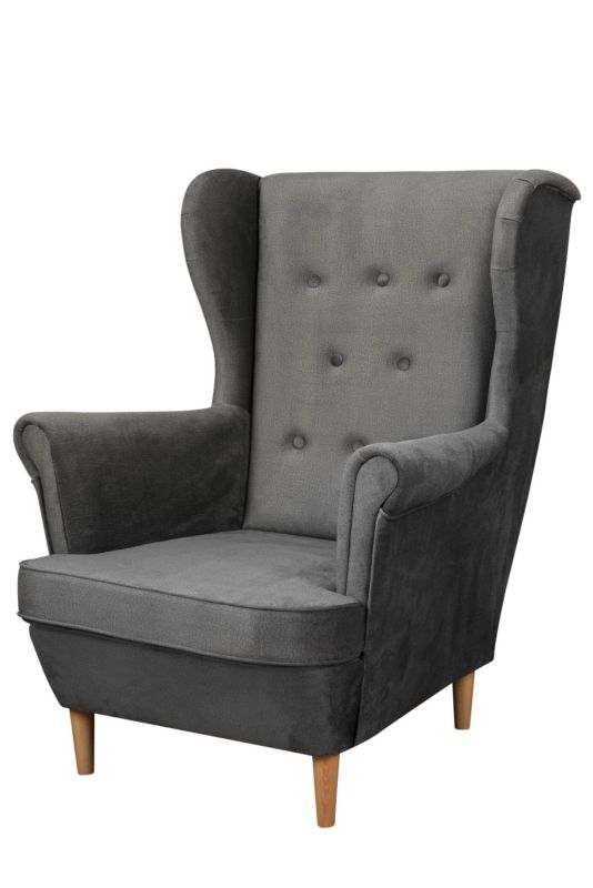 Skandynawski Fotel Uszak do salonu Bonni Floki Grafitowy 1 szt.