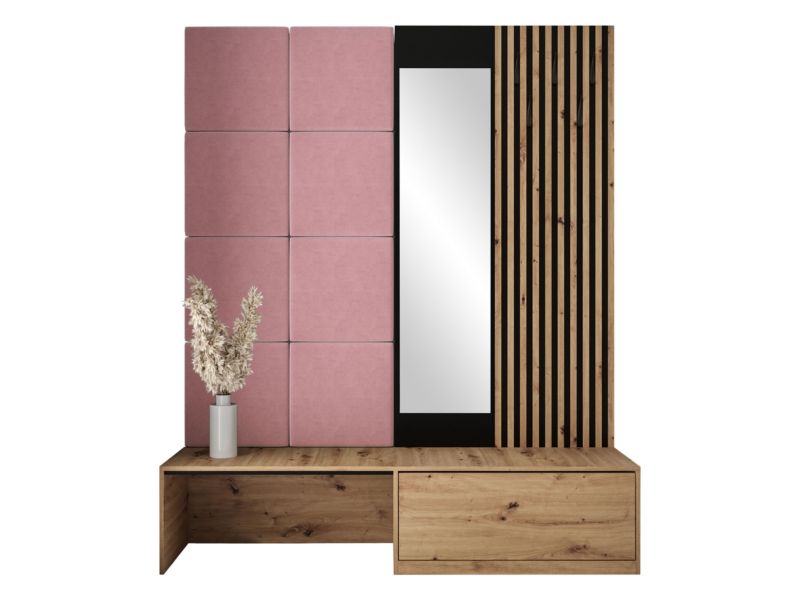 Zestaw MIRJAN 24 Premium I dąb artisan/czarny + różowy 1 kpl.