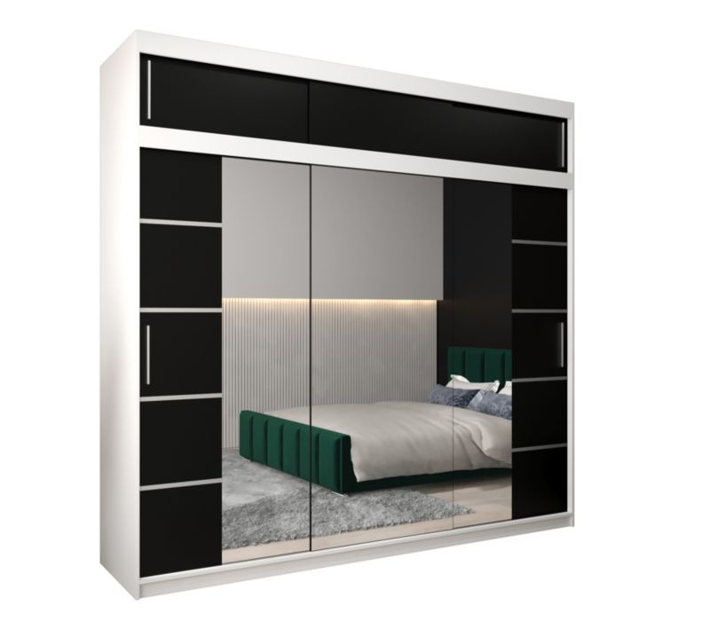 Szafa przesuwna Abiks Verona 4 250 biały + czarny z nadstawką 1 szt.