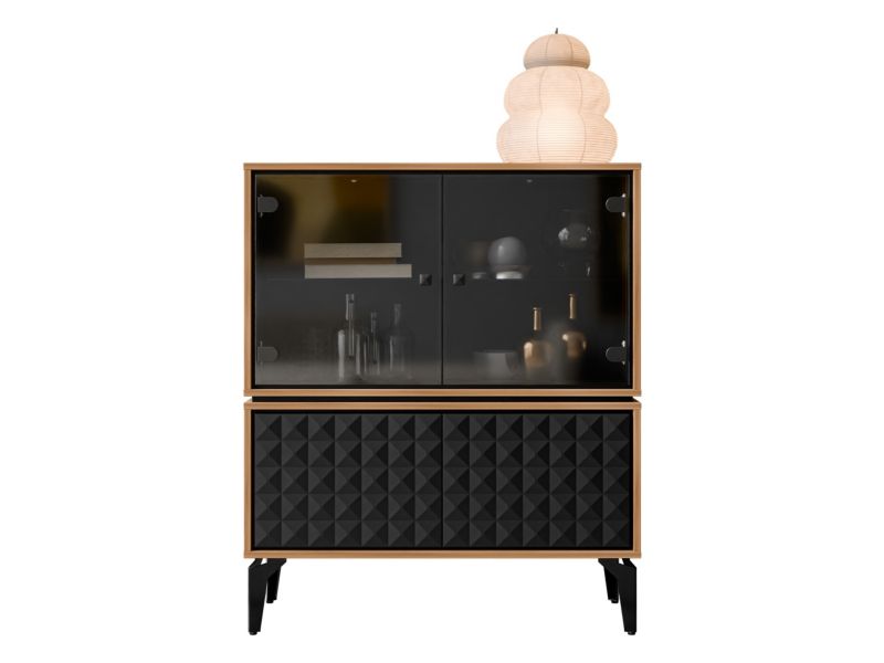 Witryna nowoczesna MIRJAN 24 Ella dąb barokowy bursztynowy / czarny 1 szt.