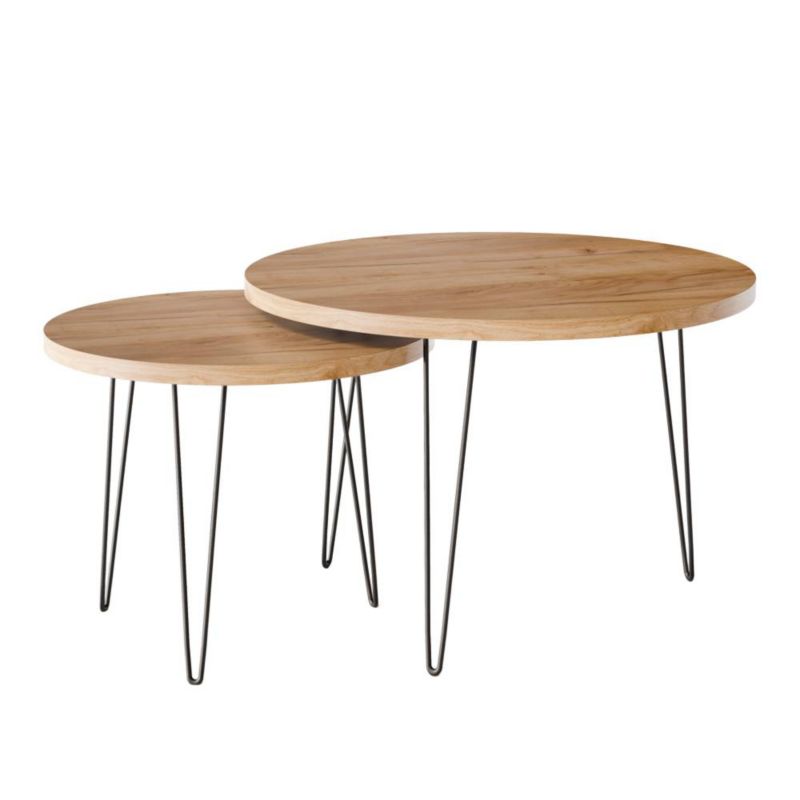 Stolik kawowy KOLM okrągły fi 68 cm i fi 50 cm LAPP Dąb Craft 1szt.