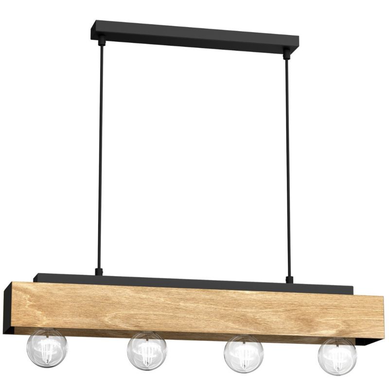 Lampa wisząca Luminex Miluza 6379 jasne drewno-czarny matowy 76 cm szerokości 4xE27 x 15W 1 szt.