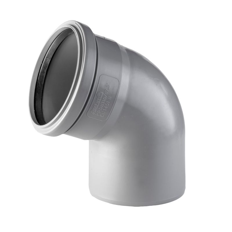 Kolano kanalizacyjne Pipelife 67° 75 mm szare