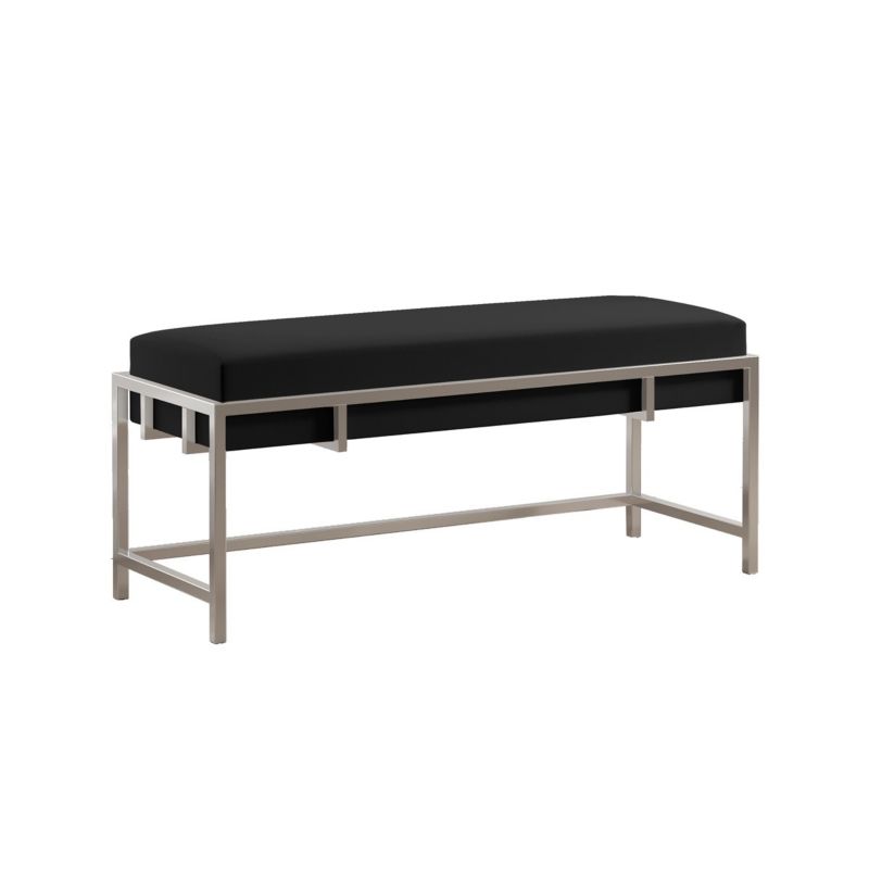 Ławka tapicerowana Bettso Lamo 100 cm nowoczesna w tkaninie royal velvet na chromowanym stelażu czarny 1szt.