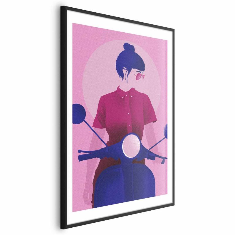 Plakat Artgeist Kobieta na skuterze 40x60 cm z ramą czarną 1 szt