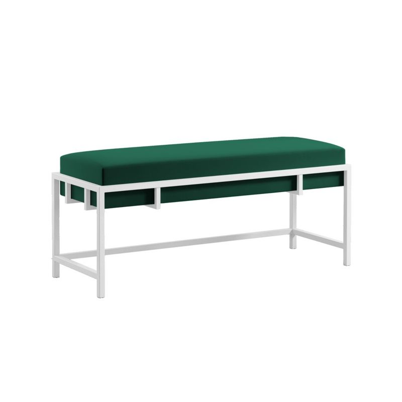Ławka tapicerowana Bettso Lamo 100 cm nowoczesna w tkaninie royal velvet na białym stelażu zielony 1szt.