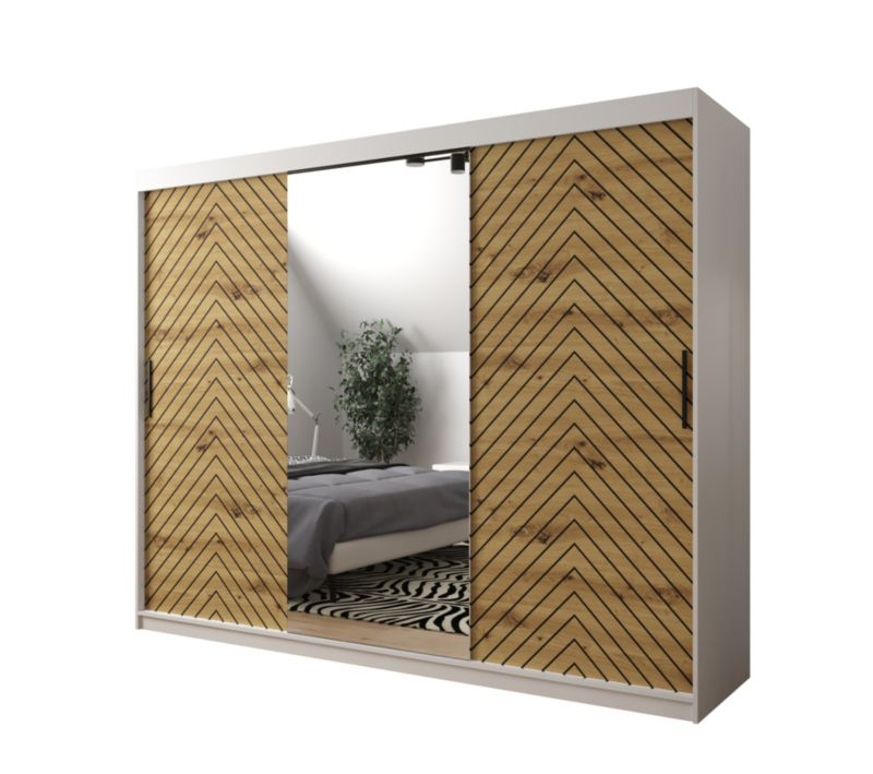 Szafa przesuwna Garderoba Abiks Jodełka 2 250 biały + artisan 1 szt.