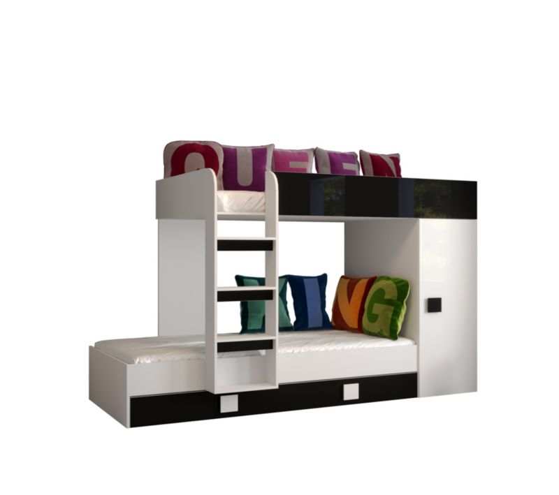 Łóżko piętrowe Antresola Abiks TOLEDO 2 biały + czarny 1 szt.