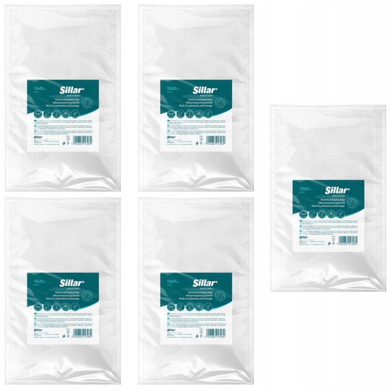 Worki próżniowe, Sillar, do zgrzewarek, pakowania próżniowego, PA/PE, 15x25cm, 5 x 50szt