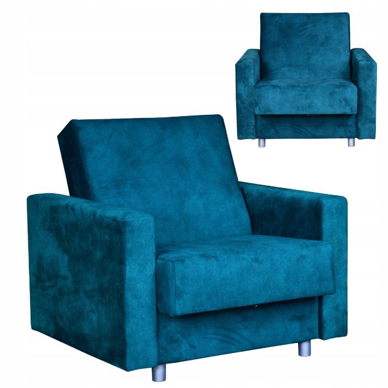 Fotel do salonu rozkładany z pojemnikiem Family Meble Alicja turkusowy 1szt