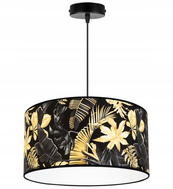 Lampa sufitowa wisząca Light Home LH Gold Flowers 1x E27 60W abażur kwiaty 40cm czarny/złoty 1szt.