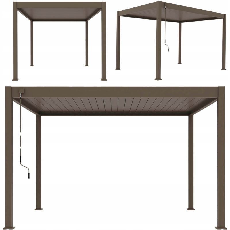 Pergola Tarasowa 3x4 Aluminiowa Ogrodowa Elegance Gutroof Na Taras Brąz 1 szt