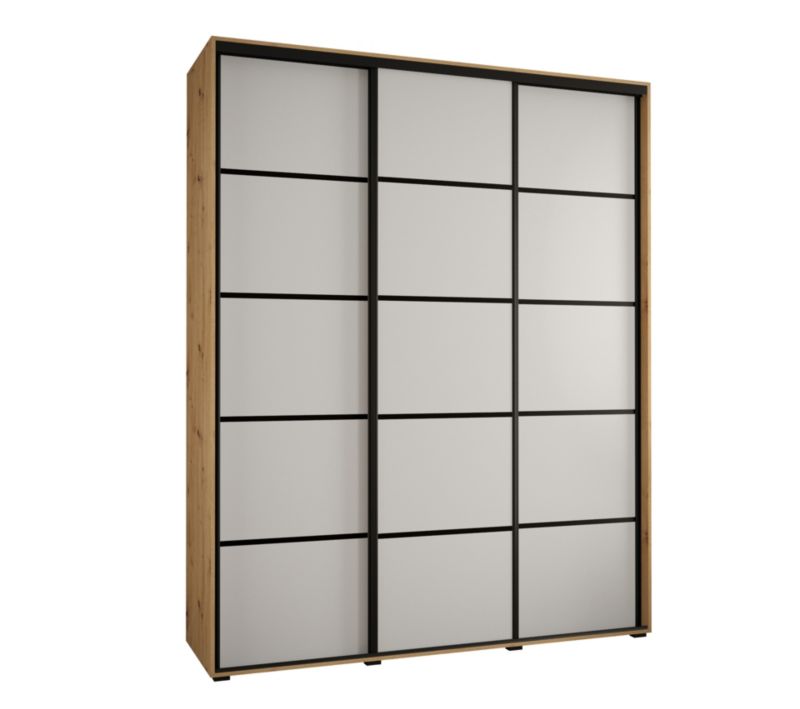 Szafa przesuwna Abiks DAVOS 4 wysoka szer.200cm gł.60cm artisan/biały/czarny 1szt.