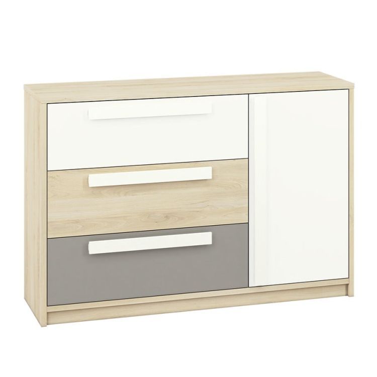 Komoda ML Meble DOT 138 buk/biała/szara 1 szt.
