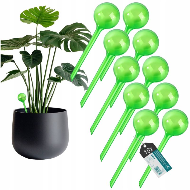 Nawadniacz, Sillar, kule nawadniające, do podlewania roślin, kwiatów, rozmiar M, 12cm, 70ml, zielony, 10szt