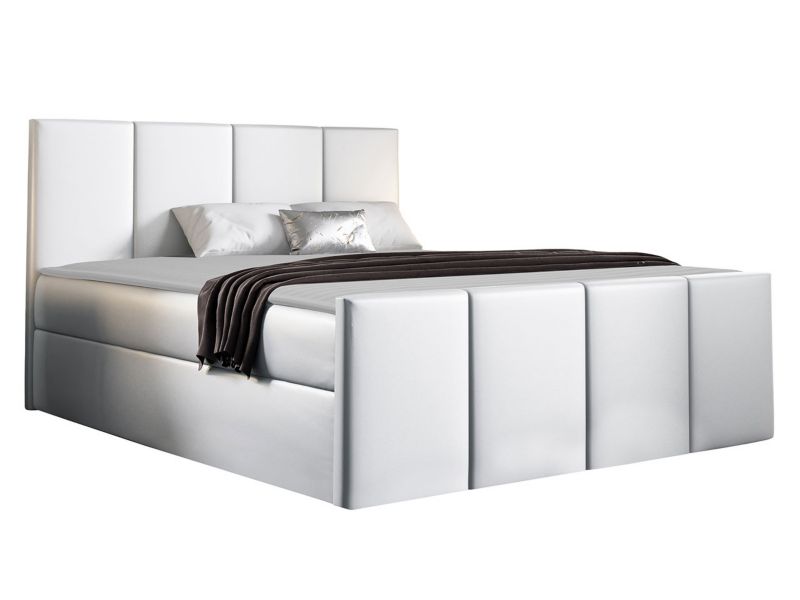 Łóżko kontynentalne MIRJAN 24 Lars 160x200 biała ekoskóra 1 szt.