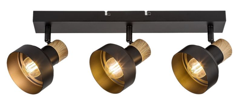 Oprawa sufitowa spot Rabalux Saskia czarny-dąb 3 x E14 x IP20 wym: 15 x 45 x 10 cm - 1 szt.