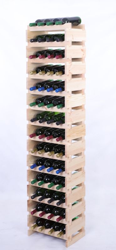 Stojak na wino MODO24 regał modułowy na butelki 14 leżni x 4 butelki montaż bez narzędzi naturalne drewno 1 szt.