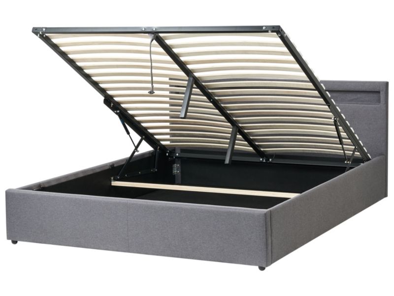 Łóżko LED z pojemnikiem Armelle 160 x 200 cm Ciemnoszary 1 szt.