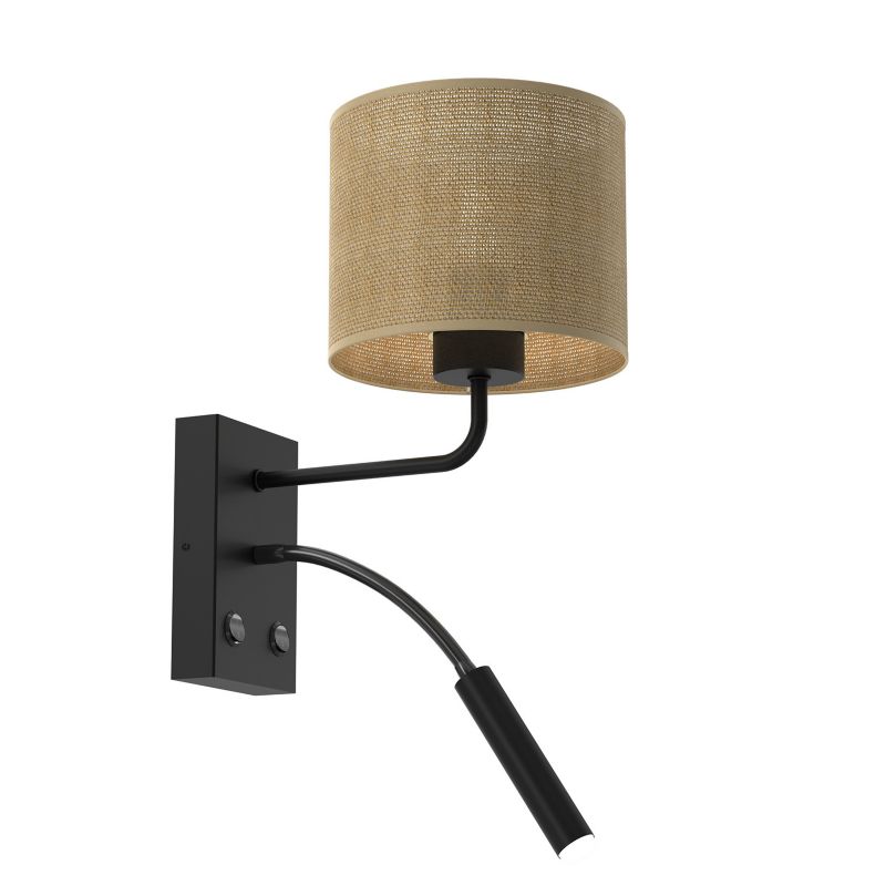 Kinkiet ścienny Luminex Jute czarno-kremowy do czytania z włącznikiem 1 x E27+G9 x 15W IP20 wym: 38 x 18 x 26 cm - 1 szt.
