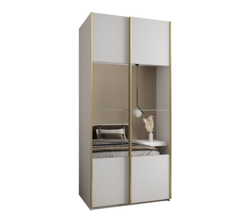 Szafa przesuwna Abiks LUX 4 wysoka szer.120cm biały/biały/złoty 1szt.