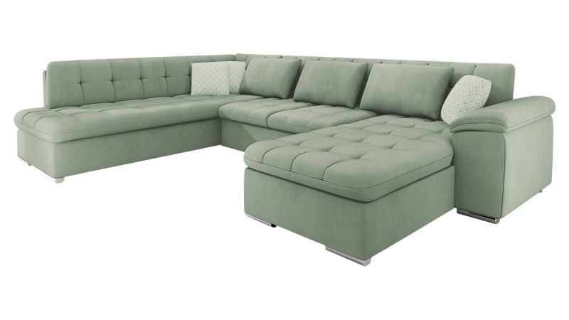 Narożnik z funkcją spania MIRJAN 24 Niko Bis prawy jasnozielony/jasnozielony/seledynowy wzór 1 szt.