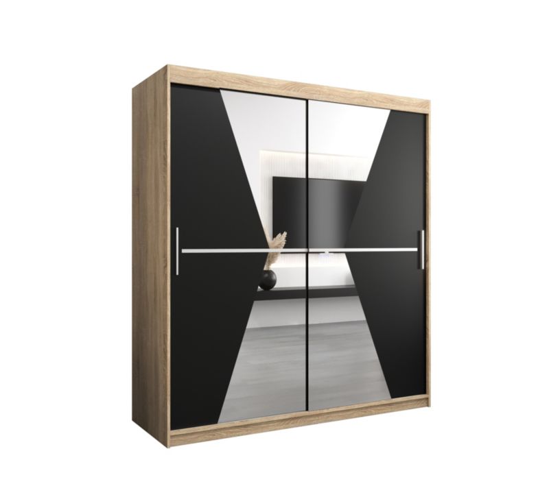 Szafa przesuwna Garderoba Abiks MAROKO 180 sonoma/czarny 1 szt.