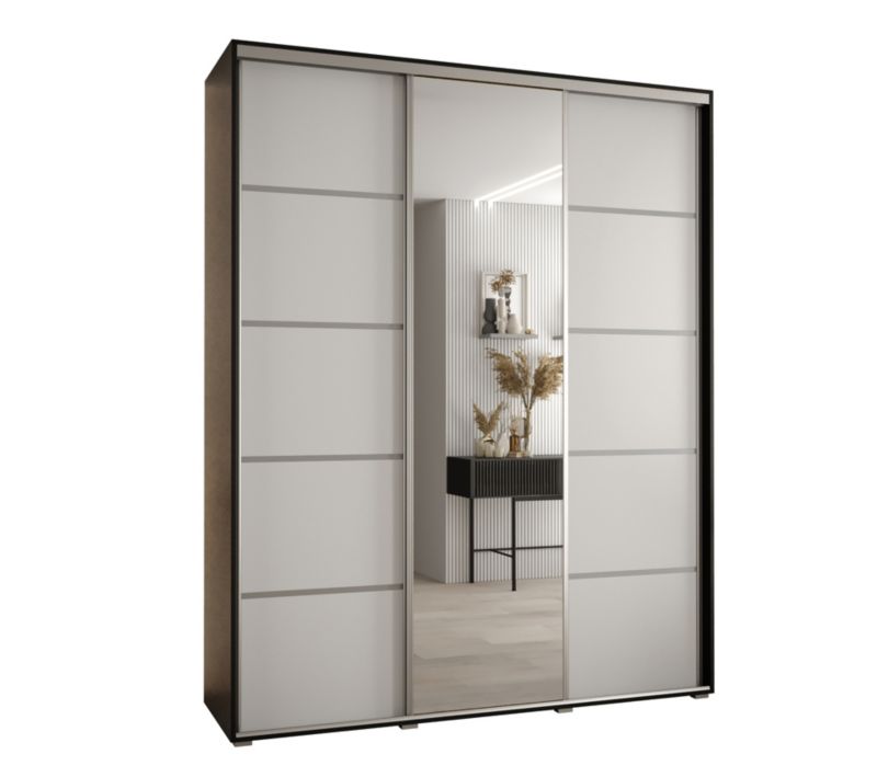 Szafa przesuwna Abiks DAVOS 5 wysoka szer.200cm gł.60cm czarny/biały/srebrny 1szt.