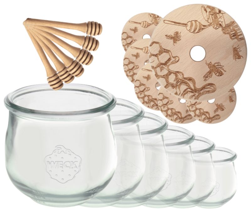 Słoiki do miodu MODO24 Weck 370 ml fi 80 tulip nabieraki W2 6 kpl.