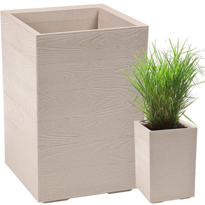 Doniczka Lamela KARO donica kwietnik 40x40x60cm imitacja drewna kawowa 1 szt.