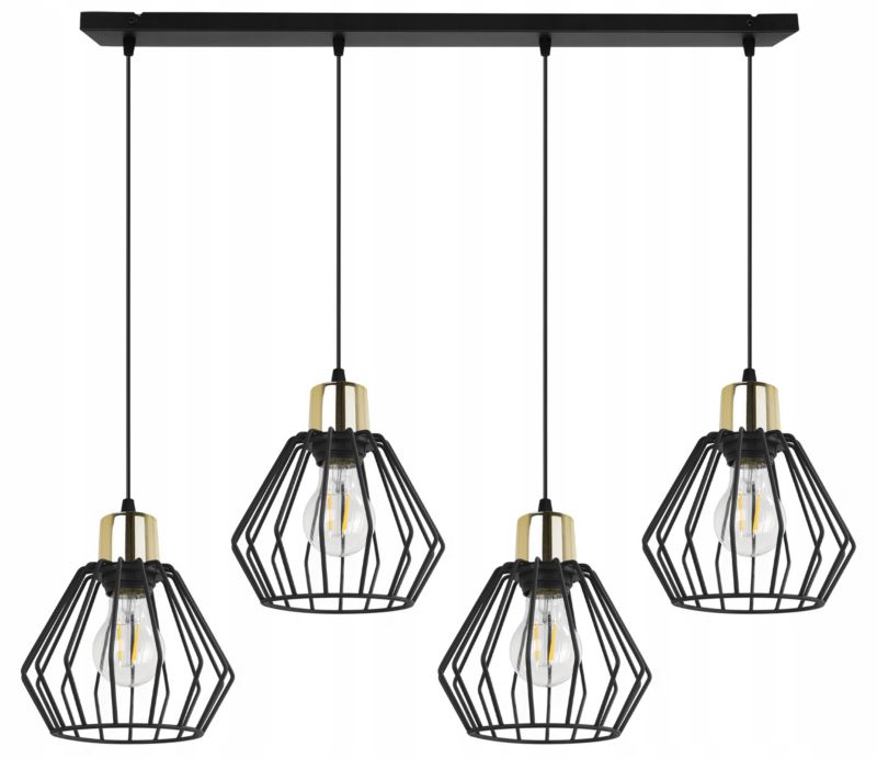 Lampa sufitowa wisząca Light Home LH Nuvola 4x E27 60W czarny/złoty 1szt.