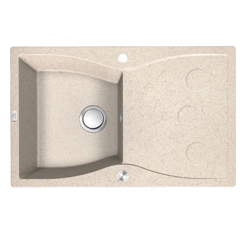 Zlewozmywak Granitowy Laveo MOLOKIN 1-Komorowy z Ociekaczem Automatyczny Korek Beż 1 szt.