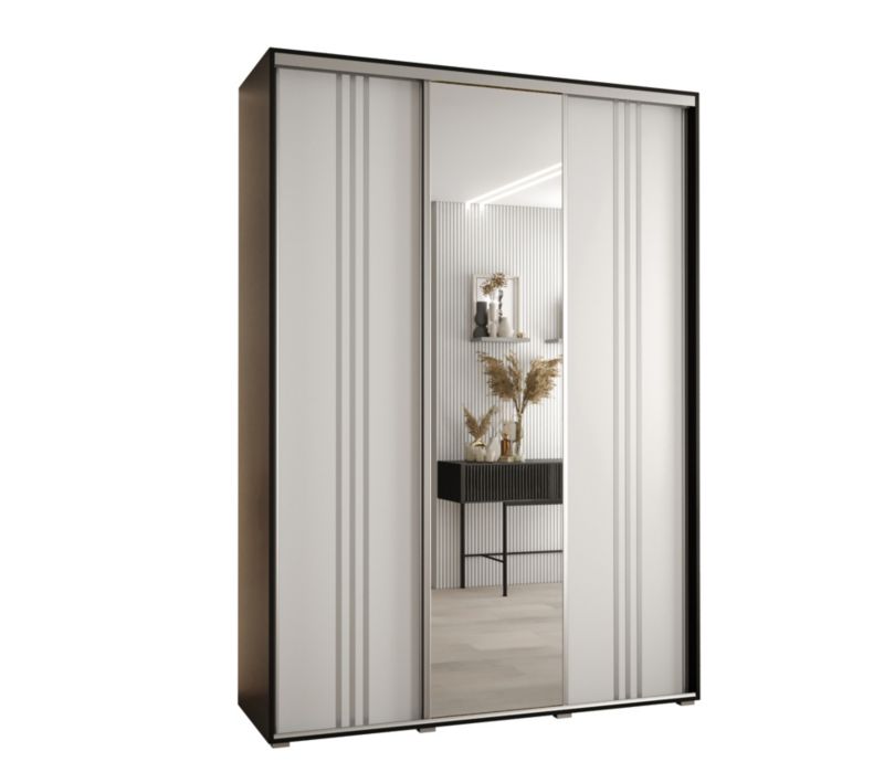 Szafa przesuwna Abiks DAVOS 7 wysoka szer.170cm gł.45cm czarny/biały/srebrny 1szt.