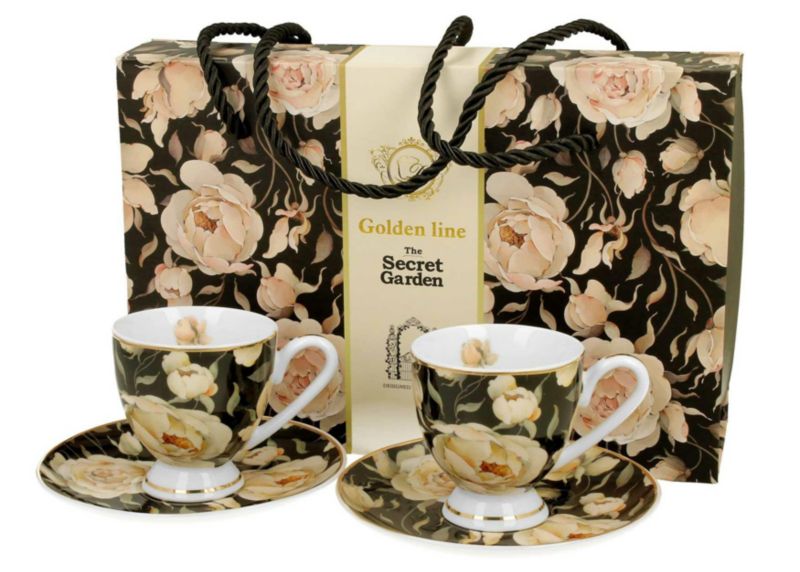 Zestaw filiżanek English Roses DUO porcelanowe do espresso ze spodkami 2 szt.
