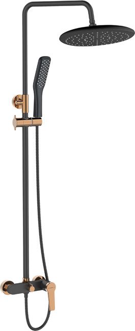 Kolumna prysznicowa Kuchinox Alanis z baterią czarna / różowe złoto
