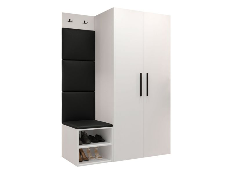 Garderoba MIRJAN 24 Medi IV biały + czarna ekoskóra 1 kpl.