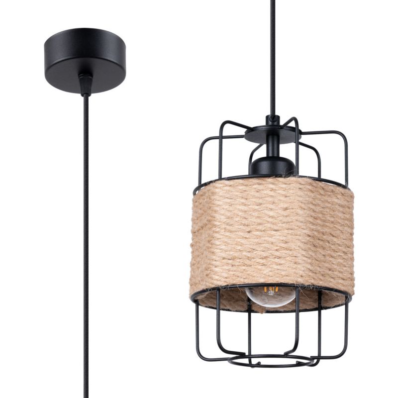 Lampa wisząca Sollux Lighting Gizur 7907 czarna szerokość 15 cm 1xE27 x 1 szt.