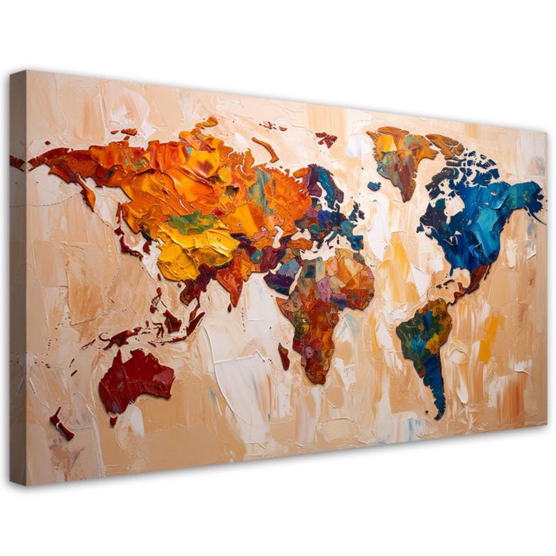 Obraz canvas do salonu biura gabinetu Feeby Kolorowa Mapa Świata 80x40cm 1szt
