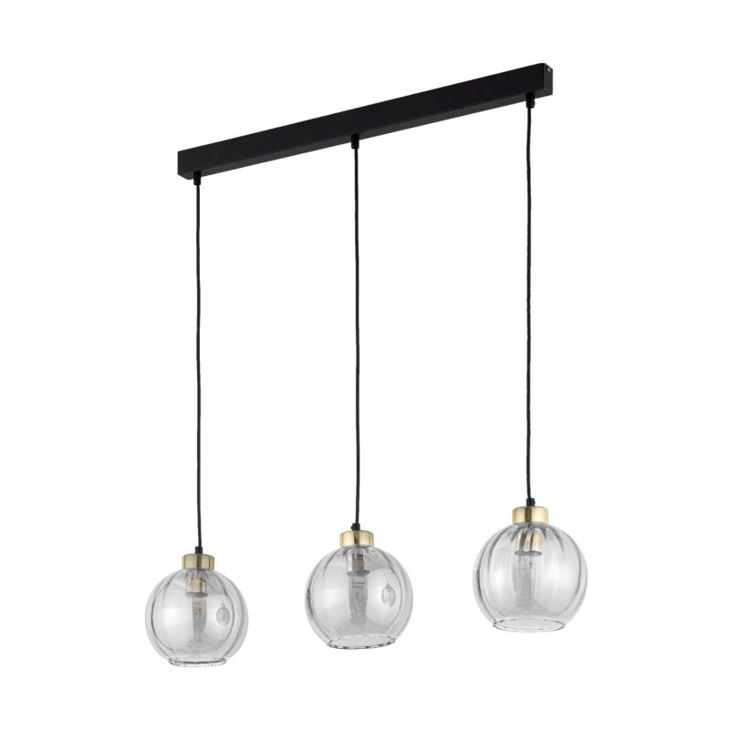 Lampa sufitowa wisząca TK-Lighting Devi czarno-przezroczysty-złota wym: 120 x 18 x 81 cm 3xE27 x 1 szt.