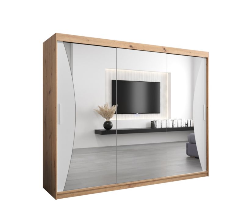 Szafa przesuwna Garderoba Abiks MONACO 250 dąb artisan + biały mat 1 szt.