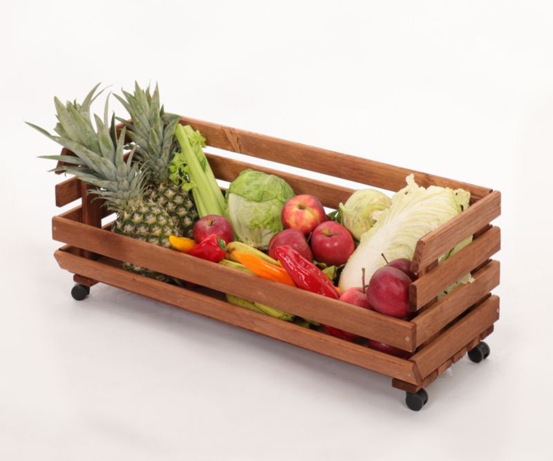 Skrzynka na warzywa i owoce MODO24 na kółkach 30x77x30 cm impregnat brązowy 1 szt